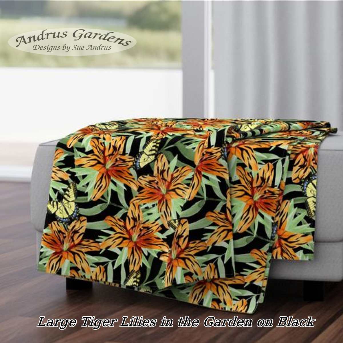 Tiger Lilies in the Garden Blanket by Sue Andrus- andrusgardens
