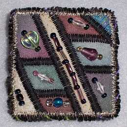 Multi Color Square Beaded Art Quilt Pin, Pendant,  Sue Andrus